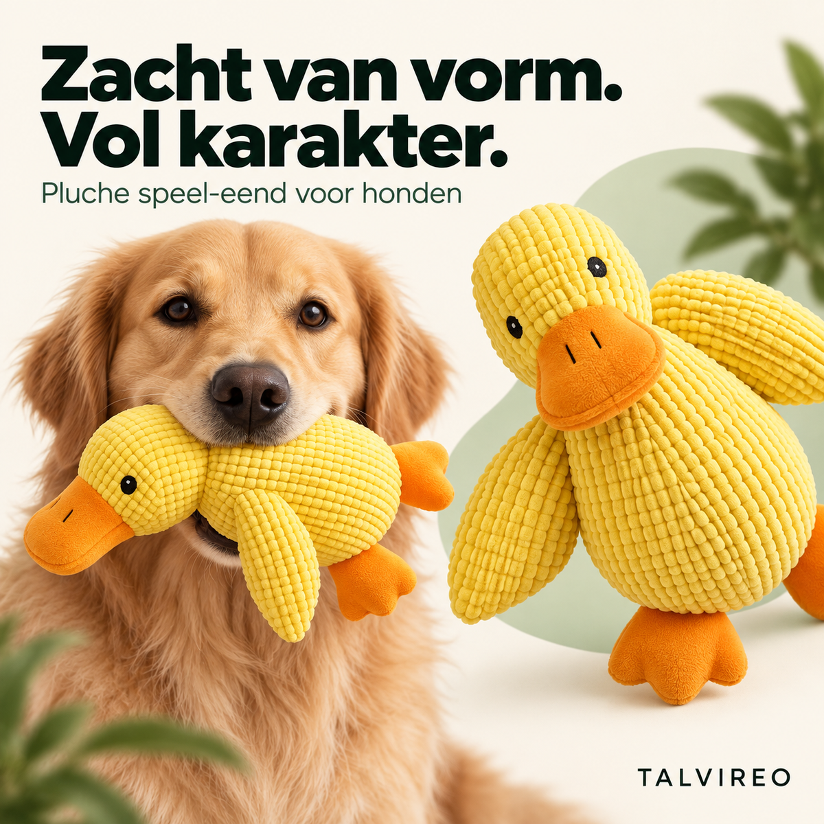 Pluche speel-eend voor honden