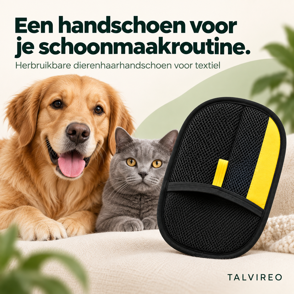 Herbruikbare dierenhaarhandschoen voor textiel