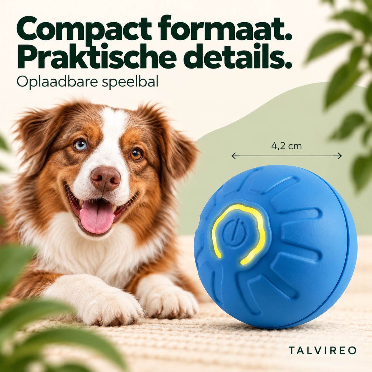 Blauwe actieve speelbal met geel detail — Talvireo